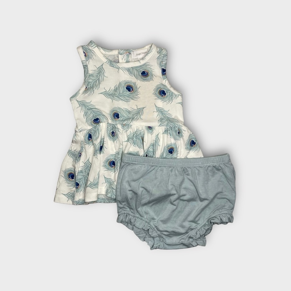 Angel Dear Feather Pattern Top & Bloomer Bamboo Set
